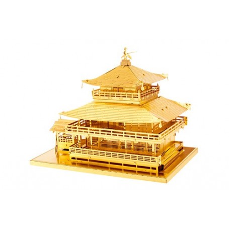 Modello architettura Architettura MetalEarth: GOLD KINKAKU-JI 8,9x6x6,5cm, modello 3D in metallo con 3 fogli, su carta 12x17cm, 
