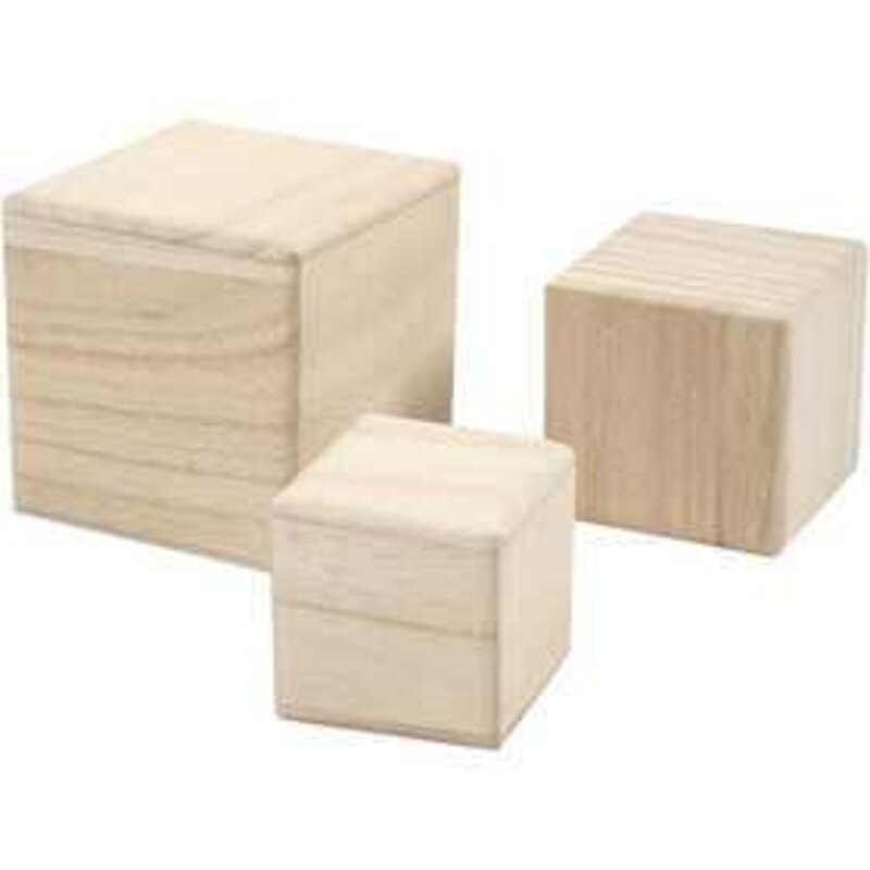 Cc hobby Cubi di legno, misura 5+6+8 cm, Paulownia, 3pz