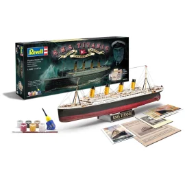 Kit modello R.M.S Titanic 100th Anniversary Edition Includes 6 paints glue and brush 3 postcards Replica menu and Replica promot