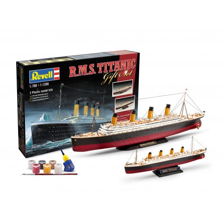 Kit modello Gift-Set ,Titanic, 2 kits included plus paints, paint brush and glue
