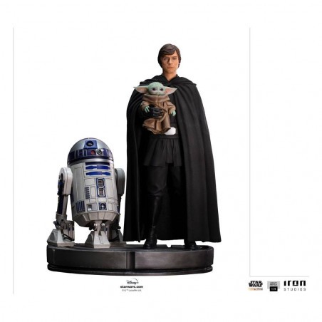 Statue Star Wars The Mandalorian Legacy Replica 1/4 Figura Luke Skywalker, R2-D2 e Grogu 54 cm