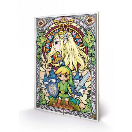  NINTENDO - Vetrata di Zelda - Stampa su legno 40x59cm RIPROD