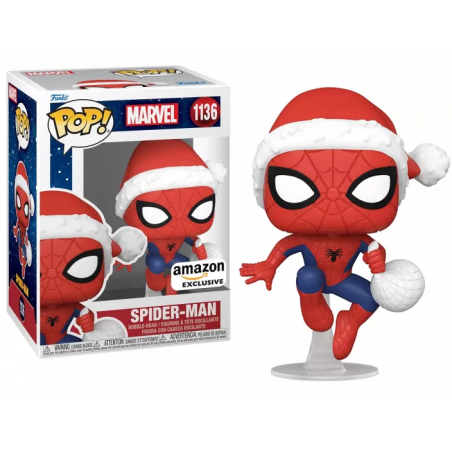 Figurina SPIDER-MAN - POP Marvel N° 1136 - Spider-Man with Santa Hat