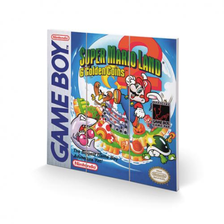  Nintendo- Gameboy- Tavola di legno- Super Mario Land 2- 30x30cm