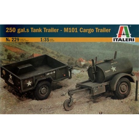 Kit Modello US 250 Gallon Tank Trailer & M101 Cargo Trailer